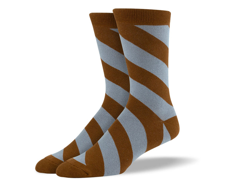 Men's Brown Diagonal Stripes Socks