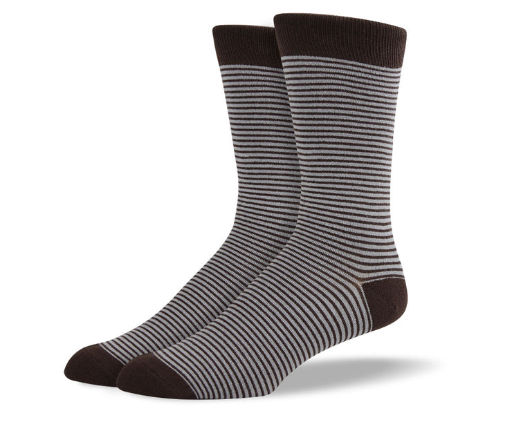 Men's Dark Brown Thin Stripes Socks