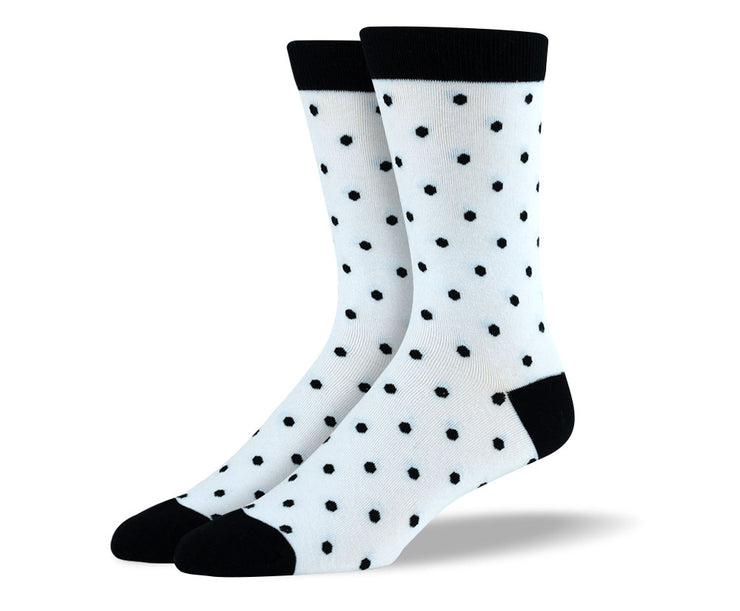 Men's White & Black Polka Dots Socks