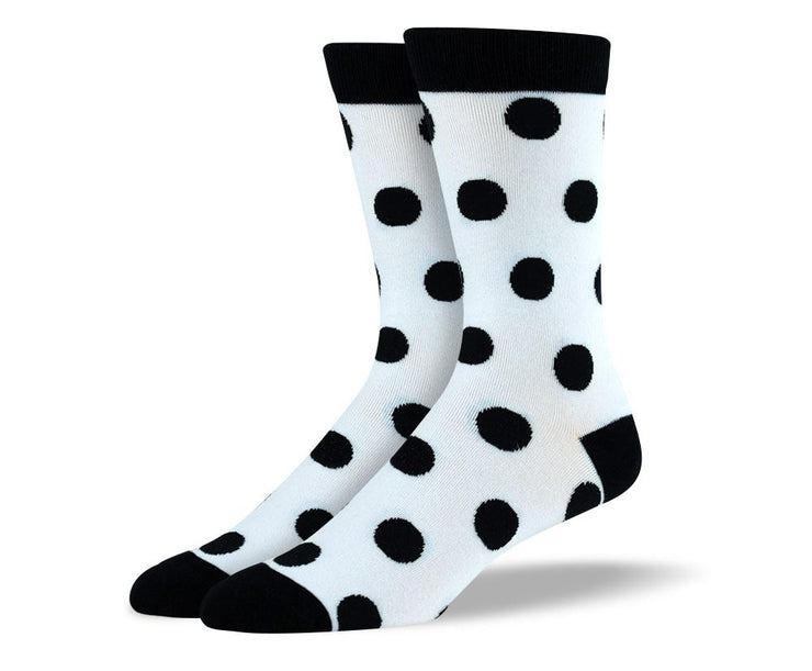 Men's Trendy White & Black Big Dots Socks