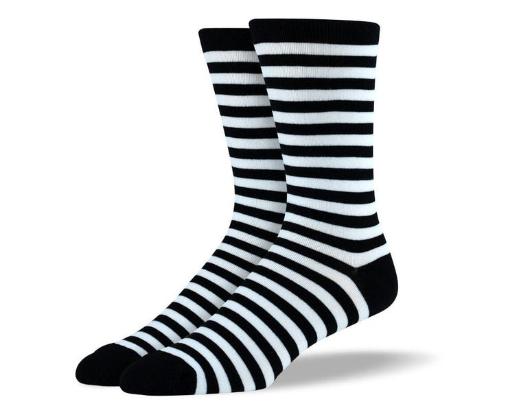 Men's High Quality Black & White Stripes Socks