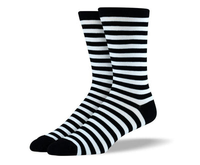 Men's Novelty Black & White Stripes Socks