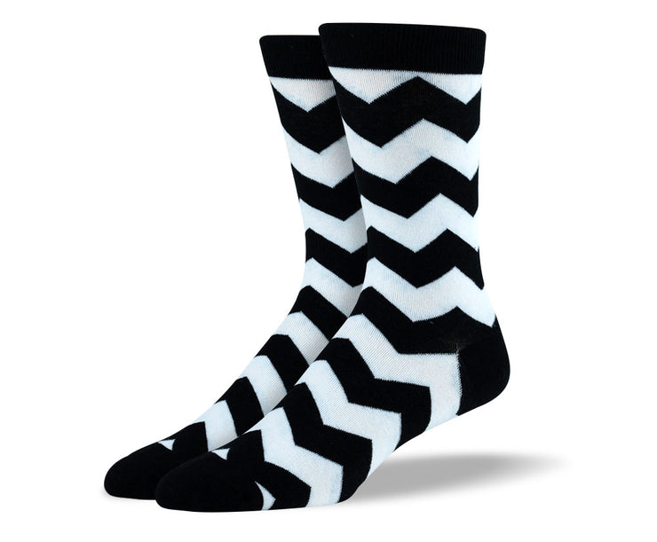 Men's Black & White Zig Zag Socks
