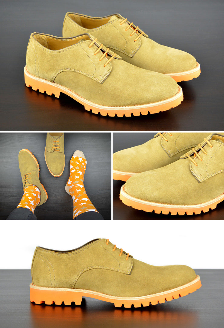 Mens Brown & Orange Derby Dress Shoes - Size 9