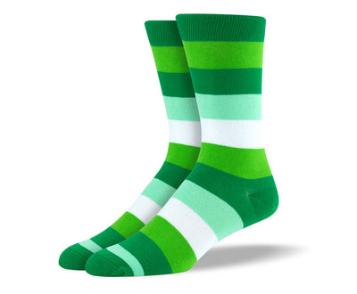 Men's Green & White Thick Stripes Socks