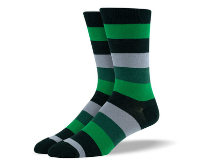 Men's Green & Grey Thick Stripes Socks