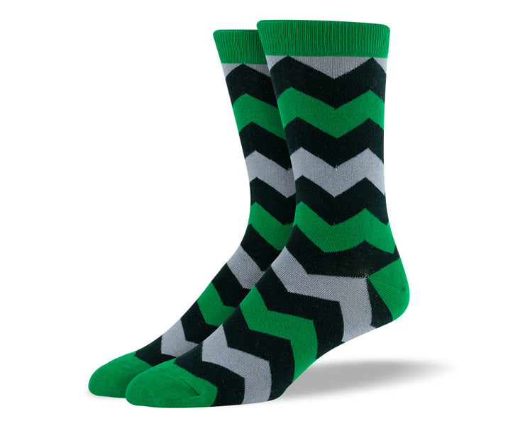 Men's Dark Green Zig Zags Socks
