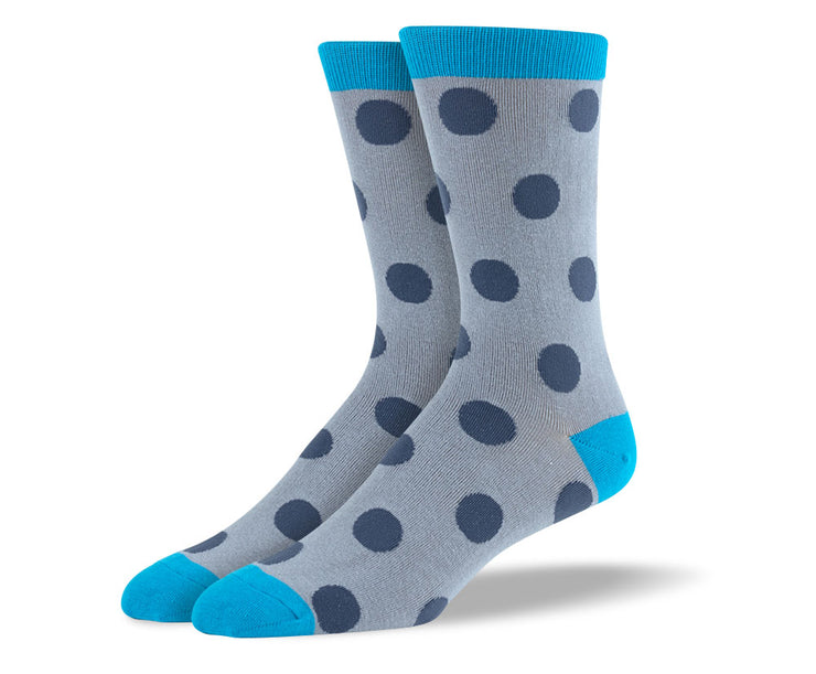 Men's Grey & Blue Big Dots Socks
