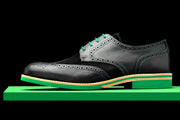 Mens Black & Green Leather Wingtip Dress Shoes