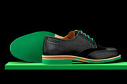 Mens Black & Green Leather Wingtip Dress Shoes