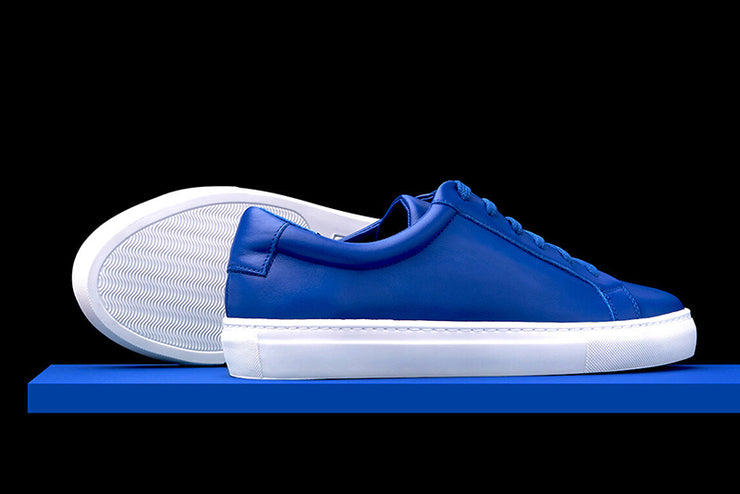 Mens Blue Leather Sneakers