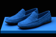 Mens Blue Suede Driving Loafers