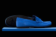 Mens Blue Suede Driving Loafers