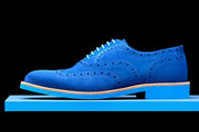 Mens Blue Suede Wingtip Dress Shoes - Size 12