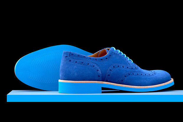 Mens Blue Suede Wingtip Dress Shoes