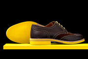 Mens Brown & Yellow Leather Wingtip Dress Shoes - Size 12
