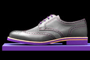 Mens Grey & Purple Leather Wingtip Dress Shoes