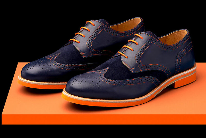 orange and blue dress shoes McClean - Cedar Calf / Blue Suede