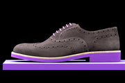 Mens Grey & Purple Suede Wingtip Dress Shoes