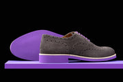 Mens Grey & Purple Suede Wingtip Dress Shoes - Size 10