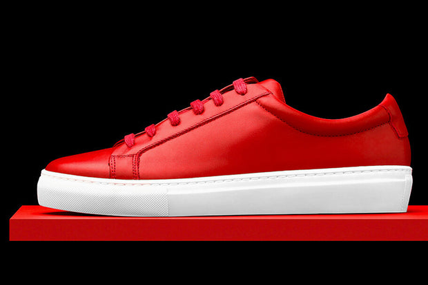 Mens Red Leather Sneakers
