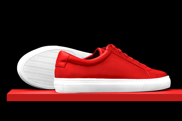 Mens Red Leather Sneakers