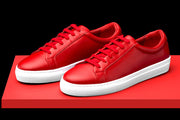 Mens Red Leather Sneakers