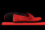 Mens Red Suede Driving Loafers