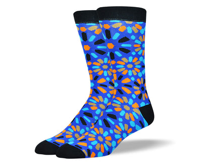 Men's Blue Flower Socks