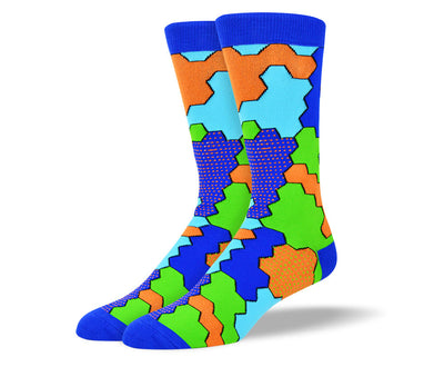 Men's Blue Jigsaw Socks for Autism