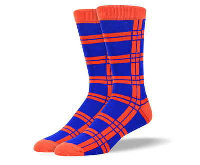 Men's Blue and Orange Squares Socks