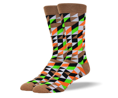 Men's Brown Crazy Novelty Pattern Socks