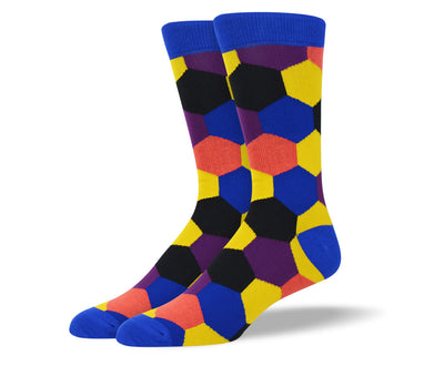 Men's Colorful Hexagon Pattern Socks