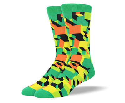 Men's Fun Green Crazy 3D Socks (FREE)