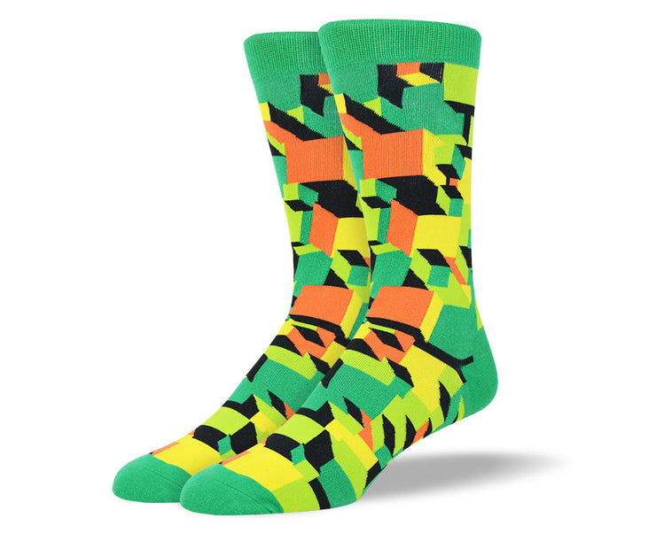 Men's Green Crazy 3D Socks