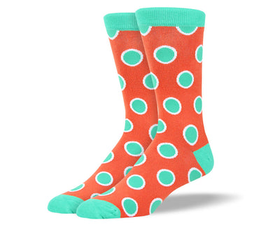 Men's Orange and Teal Dots Socks