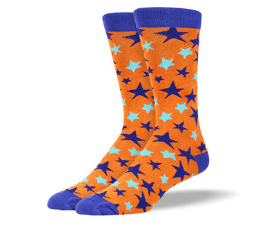 Men's Orange with Blue Stars Socks