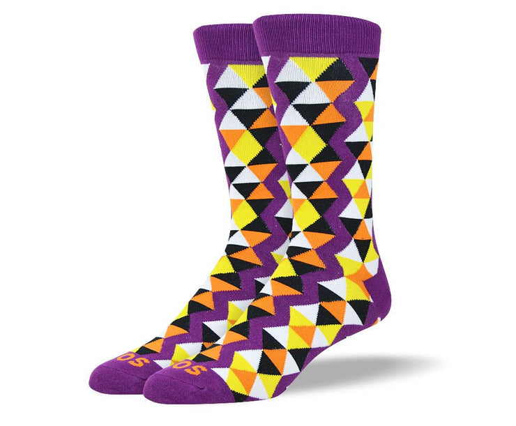 Men's Crazy Purple Funky Socks Triangle