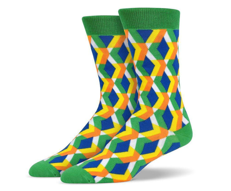 Mens Green 3D Diamond Socks