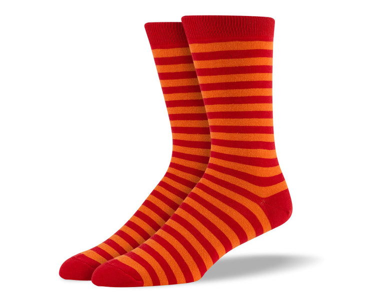 Men's Dark Orange Stripes Socks