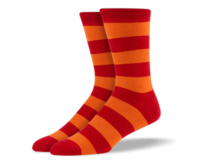 Men's Dark Orange Thick Stripes Socks