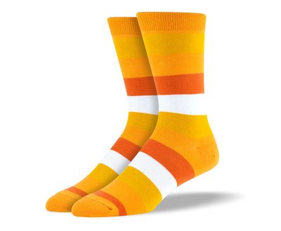 Men's Orange & White Thick Stripes Socks