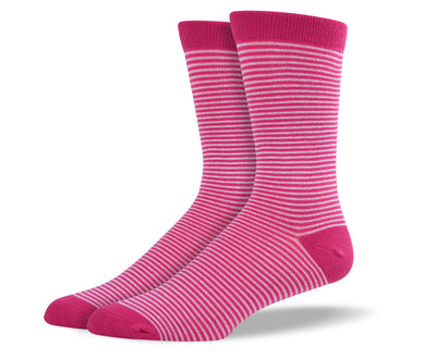 Men's Pink & White Thin Stripes Socks