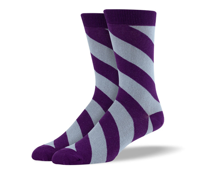 Men's Purple & Grey Diagonal Striped Socks