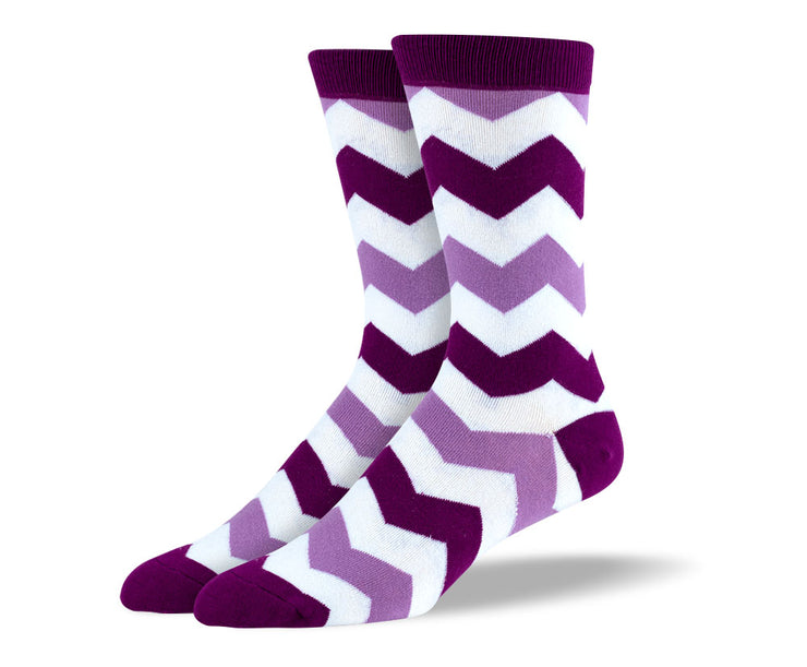 Men's Purple & White Zig Zag Socks