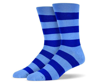 Mens Blue Thick Striped Socks