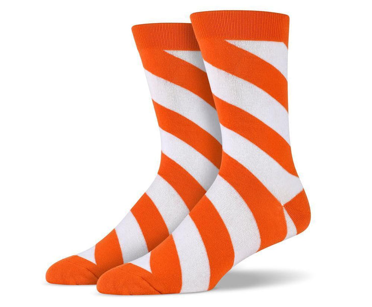 Mens Orange Diagonal Striped Socks