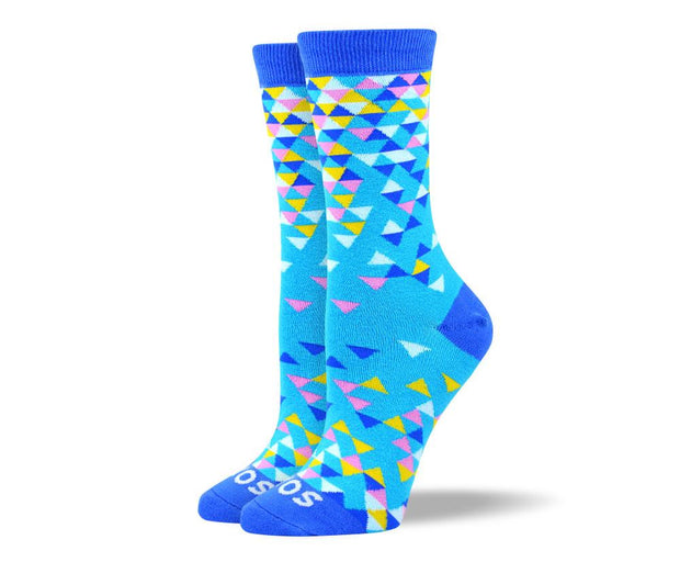 Women's Fun Blue Triangles Socks
