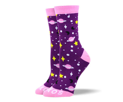 Women's Fun Purple Space Socks