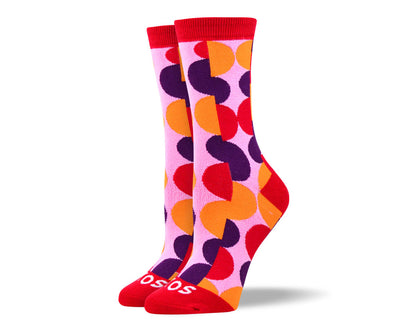 Women's Pink Crazy Dot Socks